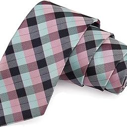 Jazzy Green & Pink & Black & Grey Colored Microfiber Necktie for Men-image-69