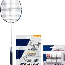 BABOLAT SATELITE ESSENTIAL HIGH MODULAR FULL GRAPHITE UNSTRUNG BADMINTON RACKET WITH I-FEEL 66 STRING 10.2M,0.66MM GAUGE AND PRO TACKY X3 WHITE OVERGRIP PACK OF 3-29