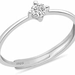 925 Sterling Pure Silver Premium Solitaire 925 Ring, Adjustable | American Diamond Cut | Gifts For Women & Girls | With Certificate of Authenticity and 925 Stamp-image-76