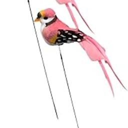 UJEAVETTE 2Pcs Birds Garden Stakes Animal Statue Bird Ornament for Patio Sidewalk Path Pink-image-24