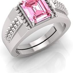 Pink Sapphire Ring 8.00 Ratti Pink Ring Silver Plated Ring Adjustable Ring Size 16-22 for Men and Women-image-41