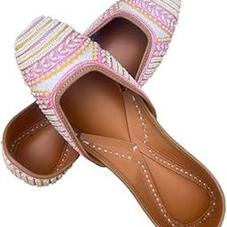 Women's Ethnic Embroidered Jutti | Handcrafted Punjabi Footwear for Weddings, Festive, and Casual Wear | Traditional Handmade Comfortable Slip-On Flats for Women-image-5