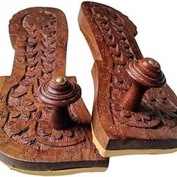 Wearable Wooden Action Charan Paduka/Khadau/Wooden Chappal Stylish Strap Wear(Brown) 7-8Size,-image-23