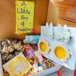 A Little Box of Happiness – Rakhi Gift Hamper for kids Girls toddlers with Sunglasses, Unicorn Keychain, Hair Accessories, Bracelet, Paper Soap, Scrunchies & More – Birthday Return Gift (Pack of 1)-image-42