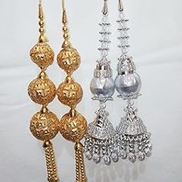 SS Hand Made Women's Ethnic Golden + Silver Hanging Tassel and Latkan for Lehanga, Saree, Blouse etc.-54