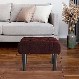 ME MAHARANI ENTERPRISES Small Footstool Ottoman with Solid Wood Legs Velvet Soft Foot Rest Extra Seating for Living Room Entryway Office (Red)-image-74