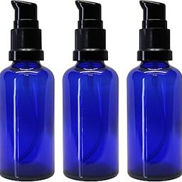 nsb herbals 50 ML Blue Round Empty Glass Bottle With Lotion Pump & Black Cap For Essential Oils, Blends, Skin Care, Cosmetics, Multipurpose Bottle (Pack Of 3)-12