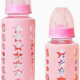 The Little Lookers High Borosilicate Glass Feeding Bottle for Baby/Feeder for Newborn |Super Soft Flow Control & Anti Colic Nipple for Infants/Toddlers - Pink (120ml & 240ml)-image-37