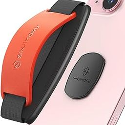 Sinjimoru Detachable Phone Grip Kickstand for Wireless Charging Compatible Phone Finger Holder for iPhone & Smartphones. Sinji Mount S-Grip Clementine-image-54