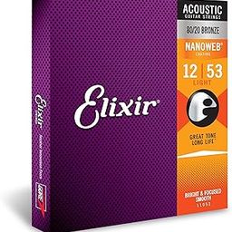 Elixir Light Nanoweb 80/20 Bronze Acoustic Guitar Strings-1