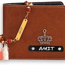 Men's Personalized Wallet with Name Rakhi. Customized Slim Stylish Leather Purse with Metal Name Plate & Charm I Rakhi for Brother and Bhabhi Eco Friendly Rakhi Fo Bhai, Brothers Rakhi-image-10
