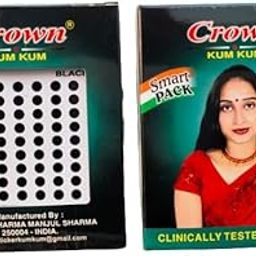 CROWN KUM KUM Round Black sticker Bindiya Bindis Spiral bindi booklet for women Pack of 12 Pieces (7 No, Diameter 4mm)-image-11