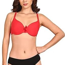 Women Lightly Padded Underwire Plunge Bra Panty with Bow-image-89