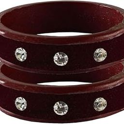 Maroon Stone Stud Lac Bangle with Extra Large Size-image-116