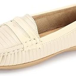 Women Comfortable Slip On Flat Loafer Casual and Formal Bellies (Cream) UK-3-image-21