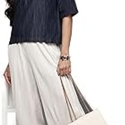 Women's Cotton Striped Boxy Casual Tunic Top (TP4NB5008_Navy Blue_S to XL-Size)-44