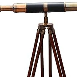 MARY NAUTICAL Brass Antique Telescope with Wooden Tripod Stand | Vintage Nautical Design for Home Décor, Collectors and Exploration-image-96
