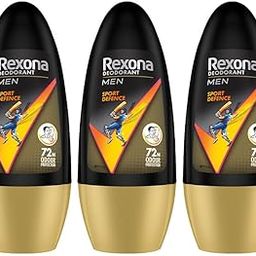 Rexona Men Sport Defence Underarm Roll-On Deodorant | 72 Hours Odour Protection with Fresh Masculine Scent | 0% Alcohol, Safe on Skin | 50 ML (Pack of 3)-image-30