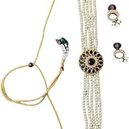 Pearl Choker Necklace Set for Women & Girls – Gold Plated Kundan Pendant with Matching Earrings | Traditional Indian Wedding & Festive Jewelry-25