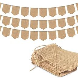 Lify V Shaped Burlap Banner Perfect DIY Party Decoration for Wedding, Birthday and Baby Shower – Jute Reusable Banner for Decoration (15 Banner)-image-33