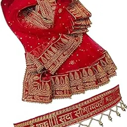 navti creations Women's Embroidered Net Dupatta (NC-3190_Red, Free Size)-picture-5