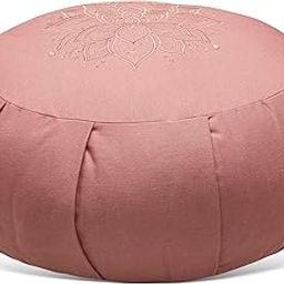 Sarveda Zafu Meditation Cushion | Lotus Embroidery | (Rose)-image-7