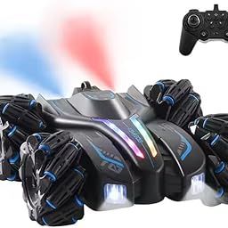 Eli & Chi 4X4 Wheel Drive Double Sided RC Stunt Toy Car: Drift Toy for Kids & Adult Boys & Girls Remote Control Racing, 360° RGB Lights 3 Patterns Off Road 2 Rechargeable Batteries High Speed Spray-image-47