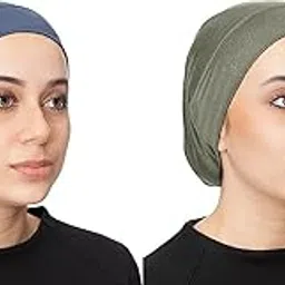 caiuse Bandana Under Scarf Hijab Cap Under Caps for Turban Head Wraps Scarf Solid Color Hijab Tube Unisex Stretch Dreadlocks Neck Cover (Pack of 2)-picture-1