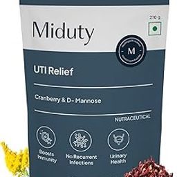 Miduty by Palak Notes UTI Relief, D-Mannose and Cranberry Supplement Helps in Urinary Tract Infection - Supports Urinary Health - Burning Urine Relief - Vegetarian Formula - 210 Grams-image-29