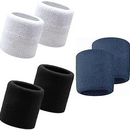 SwekshaCreations Wrist Sweat Band 3 inch for Gym,Running,Exercise,Workout, 3 Pairs(Black, Blue,White)-image-85