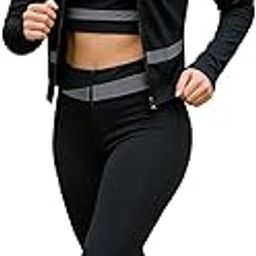 ELEG & STILANCE Women 3 Pcs Nylon Spandex Patchwork Design Gym Sportwear Set Butt Lift High Waist Legging Slim Fit Zipper UV Jacket Thumb Hole & Racerback Padded Sports Bra For Workout-picture-10