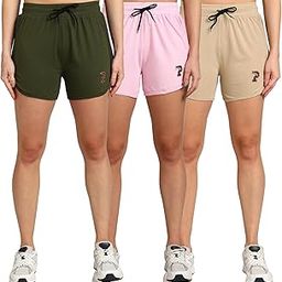 Women's Relaxed Fit PC Cotton Mid Thigh Length Shorts Bermuda for Nightwear, Summer, Sports, Gym, Running Lounge Shorts with Adjustable Waistband - Pack of 3-image-52