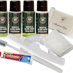 Old Tree Hotel Toiletries Pouch (Pack of 100) - Travel Size Hair, Tooth, Body Care Set for Hotel Rooms, Hospital, Gym, Spa, Marriage Hall & Guest House - Hotel Amenities Kit-15