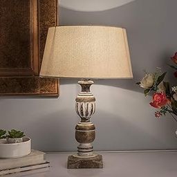 Homesake® Antique White, French Trophy Carved Table Lamp with Empire Beige Shade-image-29