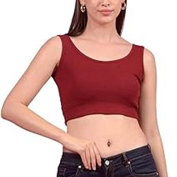 Girls’ Ribbed Cotton Crop Top | Round Neck Stylish Sleeveless Top | Slim Fit Summer Wear for Women & Teens | Stretchable, Soft, and Breathable Casual-image-81