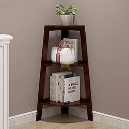 DDS Dream Decor Shoppee Engineered Wood 3-Tier Corner Bookshelf Corner Ladder Shelf Small Bookcase Display Storage Organizer Stand Rack (Brown)-picture-14