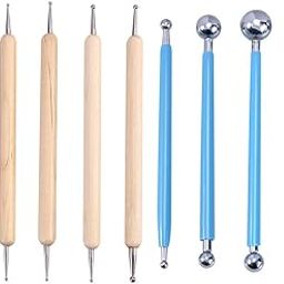 Styling Moulding Tools Set Cake Silicone Ceramic Dot Painting Tool Clay Pottery Modeling Kit 9pcs, (Blue, Silver)-picture-19