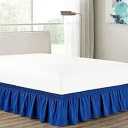 Royal Blue Bed Skirt Wrap Around 600Microfiber with Easy Fit with 21'' Inch Tailored Drop - Shrinkage and Fade Resistant with Microfiber 21'' Bed Skirt-image-54