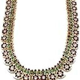 Bharatanatyam Set Kempstone Bridal Set Heavy Mongo Mala Haram Dance Jewelry set (AD:0031)-image-30