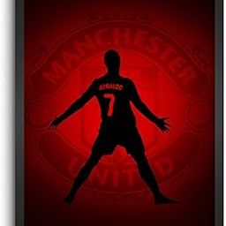 LAMRON Ronaldo Manchester United Wall Decoration Art Framed Poster, 8 Inch x 12 Inch, Matt Laminated Poster with 0.5 Inch Black Wooden Frame-image-36