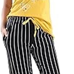 Cotton Night Suit for Women Girls | Women's Cotton T-Shirt & Striped Capri Set Pyjama Set Night Suit Sleepwear Nightwear Nightdress Loungewear for Women and Girls-image-47