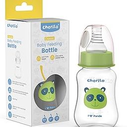 Cherilo Anti-Colic Feeding Bottle for Baby 6 to 12 Months, Milk Feeding Bottle for Kids 1 Year, 100% Food Grade Grooved Silicone Nipples, Leak-Proof, Baby Panda Style (125 ml)-image-65