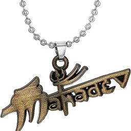 Antique Finish Lord Shiv/Shiva Mahadev Trishul Letter Spiritual Religious Chain Locket Pendant Necklace Temple Jewelry for Men Women-picture-20
