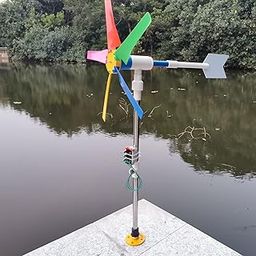 DIY Small Wind Turbine Generator Kit and Light Strip Backyard Decoration Garden Spinner Windmill Decor 18 Inches Diameter-image-40