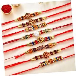 Multicolor Combo of 8 Rakhi Set for Men With Best Wishes, Designer Rakhis for Brother/bhaiya Kids, Festival Dora Rakhi Set for for Men - Combo of 8-18