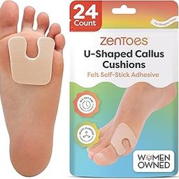 Zentoes U-Shaped Felt Callus Pads | Protect Calluses From Rubbing On Shoes | Reduce Foot And Heel Pain | Pack Of 24 1/8â€ Self-Stick Pedi Cushions-image-55