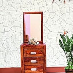 Furniseworld Solid Sheesham Wood Dressing Table with 3 Drawer Storage Wooden Mirror Table for Living Room Bedroom Home (Provisanal Teak Finish)-20