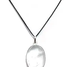 astroghar Natural Clear Quartz Crystal Oval Men And Women Pendant For Reiki Healing-picture-24