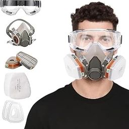 axenta Gas Mask Set Respirator with Filters and Goggle Activated Carbon Mask Gas Mask Paint Respirator for Epoxy Resin, Wall Painting, Welding, Polishing, Spraying, Mold Removal, Construction-picture-5