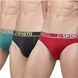 sporto Men's Solid Cotton Brief with Soft Elastic Waistband (Pack of 3) Black-picture-16